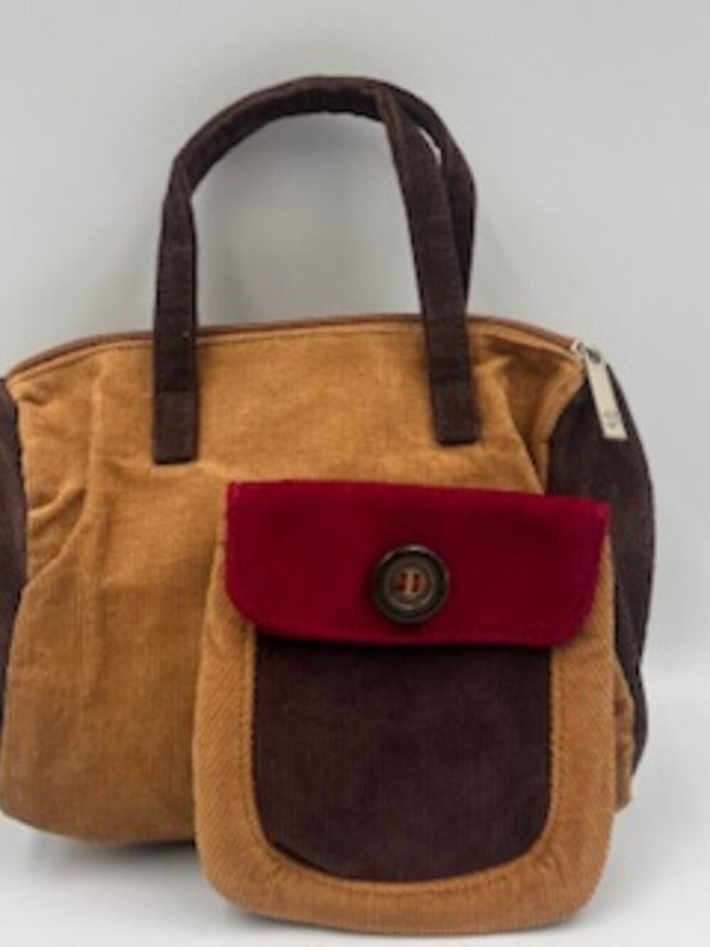Lancôme Mini bag satchel and coin holder brown corduroy purse